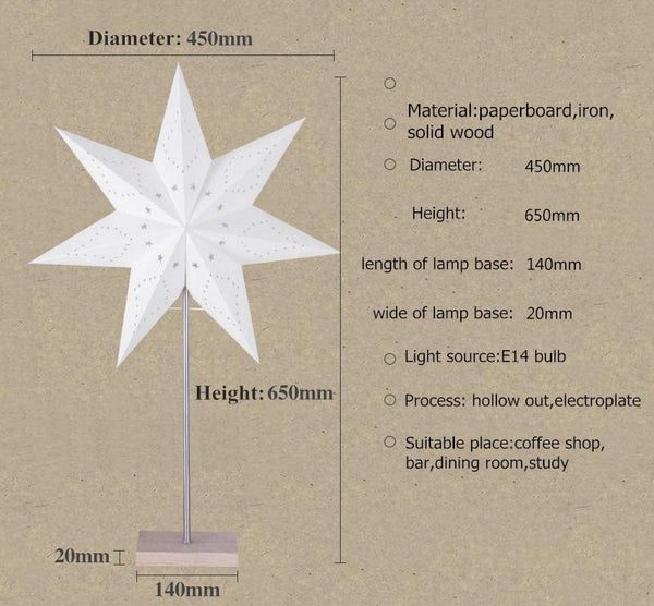 Paper Star Wood Nordic Lamp