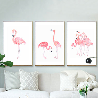 Modern Flamingos Wall Art Canvas